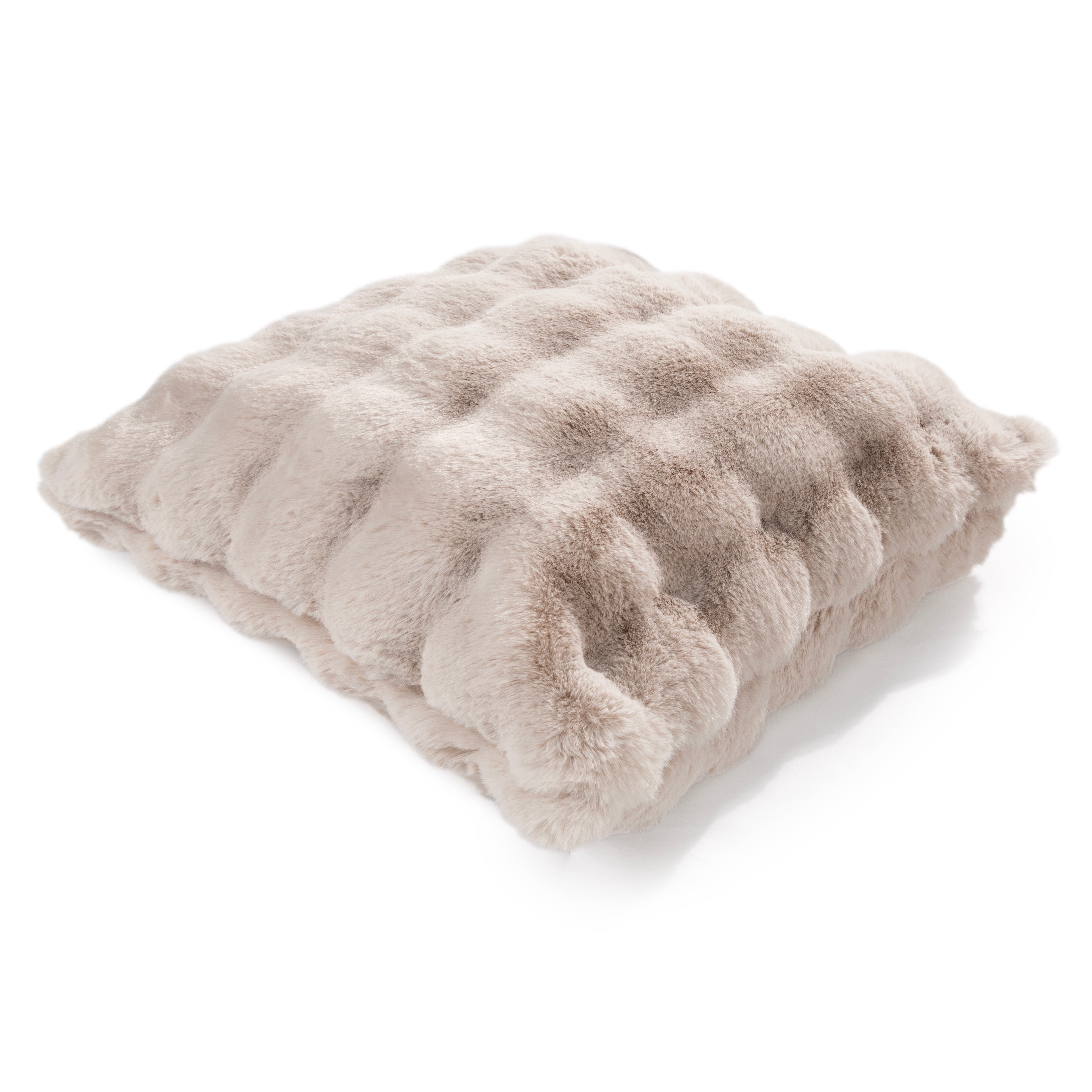Malini Soft Bubble Cushion In Faux Rabbit Beige Square Cushion 50x50